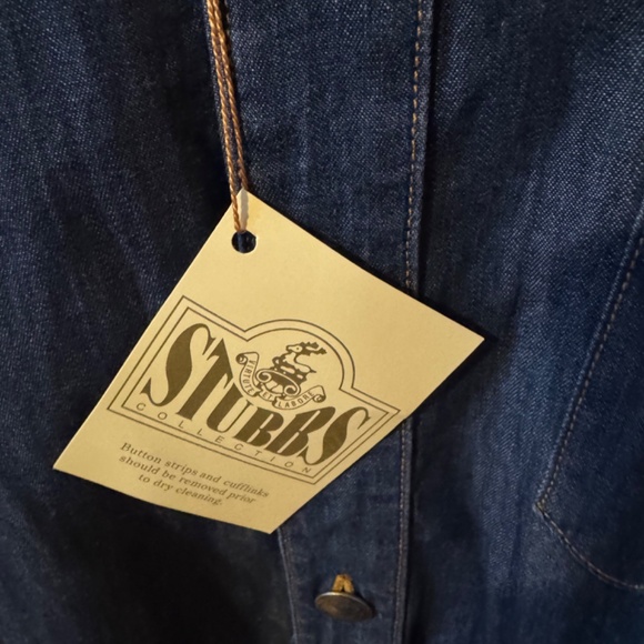Men's Stubbs Wester Wear Denim Indian Head Button Banded Collar Shirt Size M - Picture 4 of 11